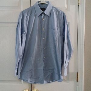 Perry Ellis Portfolio Stain Resistant blue button down dress shirt  Sz 15  32/33